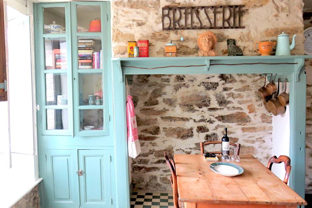 The kitchen has a dining table, but if the weather is nice you can also enjoy the terrace outside