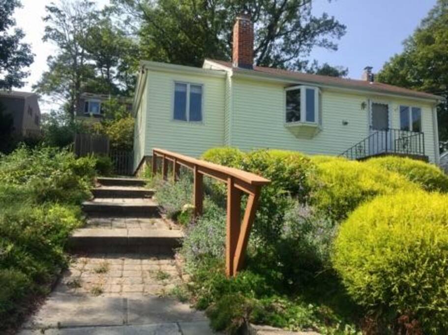 A few steps up to the front door