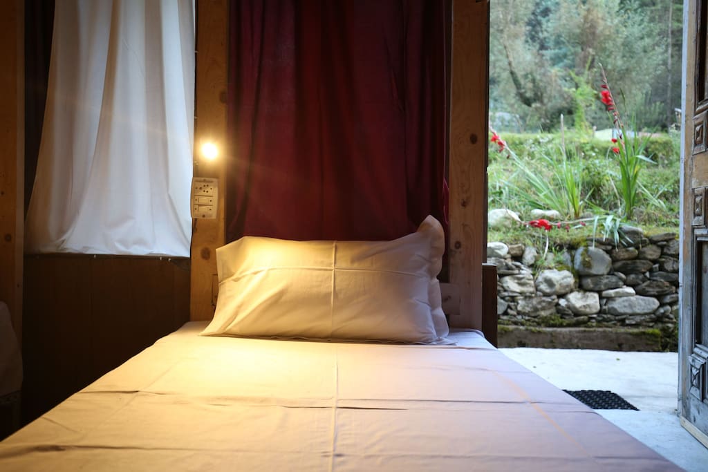 View from the bed of first dormitory room