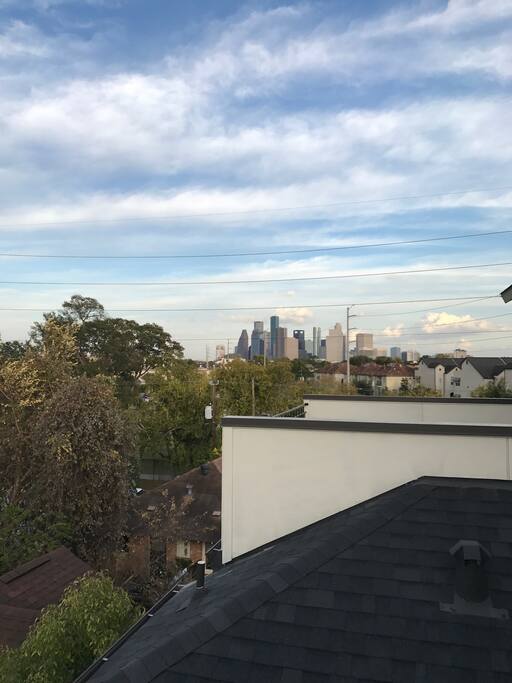 View overlooking downtown Houston from private rooftop deck