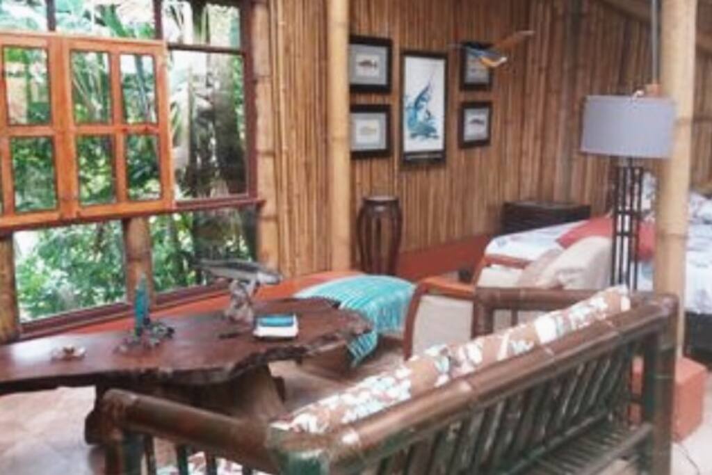 Living space with jungle views.