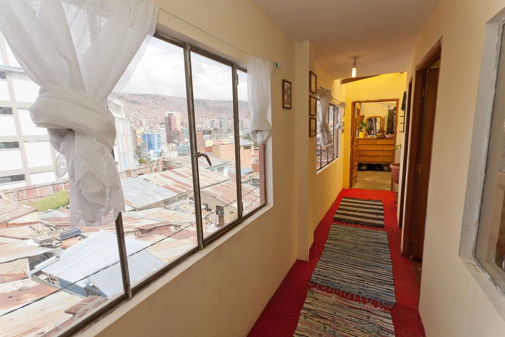 Corridor with great view of the city.