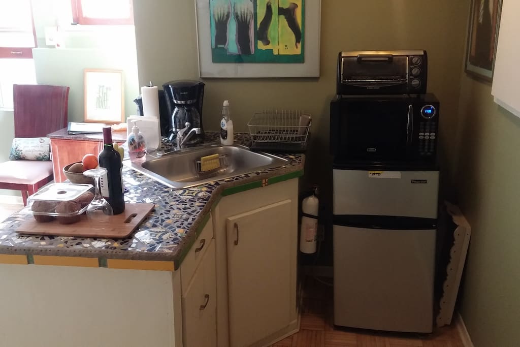 Efficiency Kitchen - sink, fridge, microwave, toaster oven & electric skillet