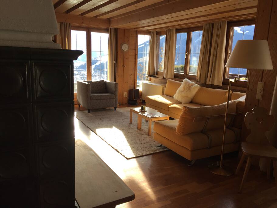 Upstairs apartment: living area with outside view