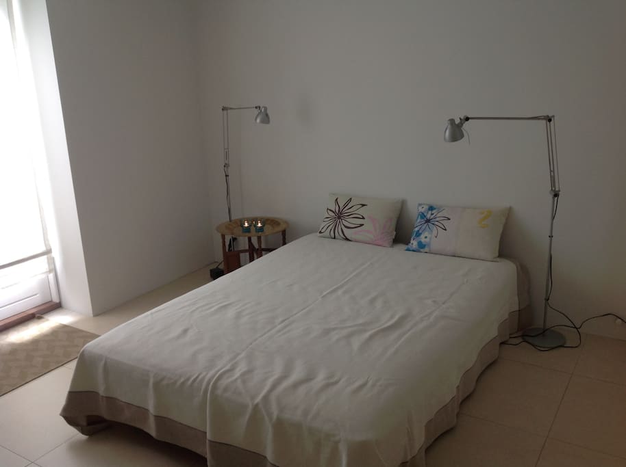 The double-bed. Very comfortable!
