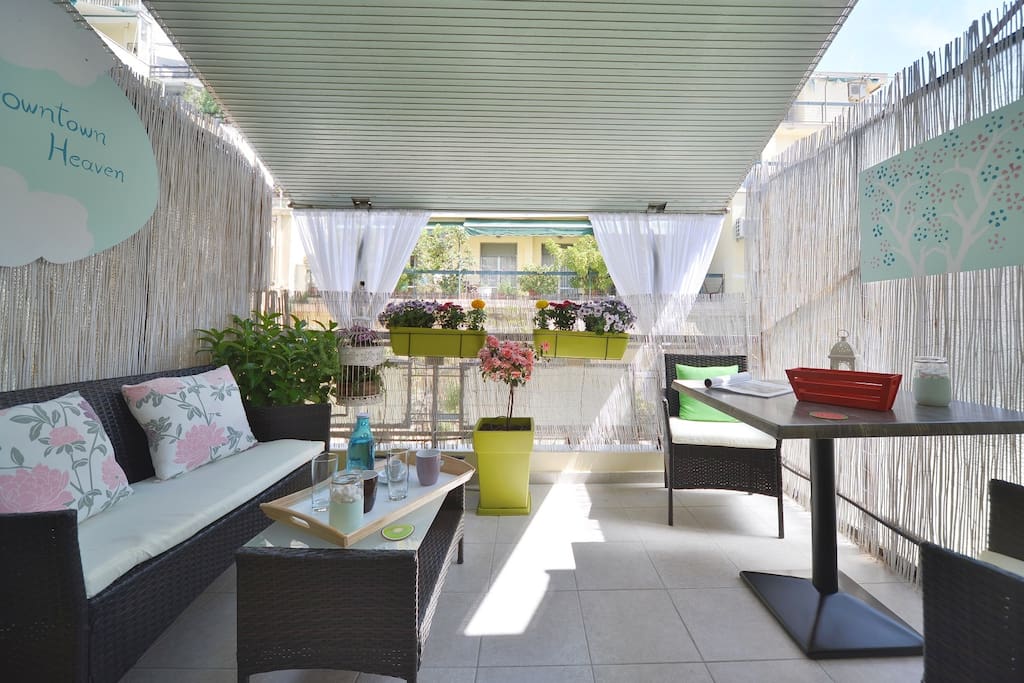 enjoy your breakfast in this blooming terrace