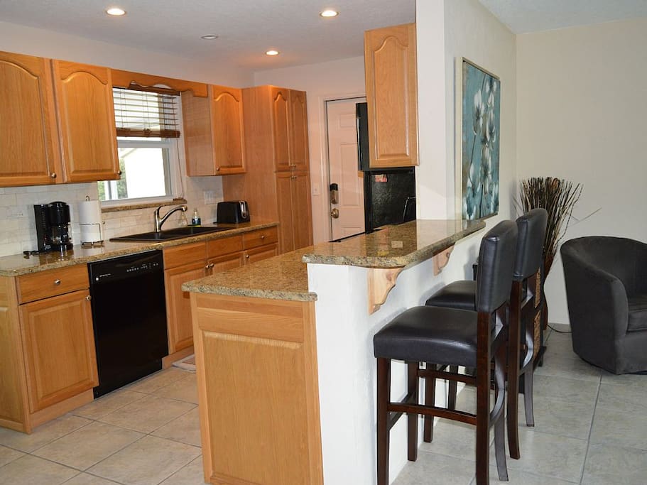 Kitchen with counter top seating