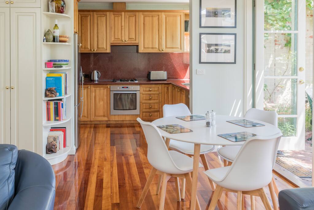 Living space adjacent to kitchen