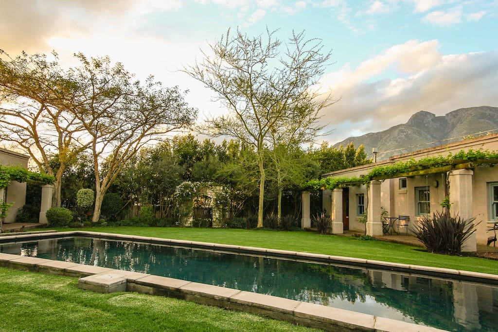The Green room room faces the swimming pool and has its own patio