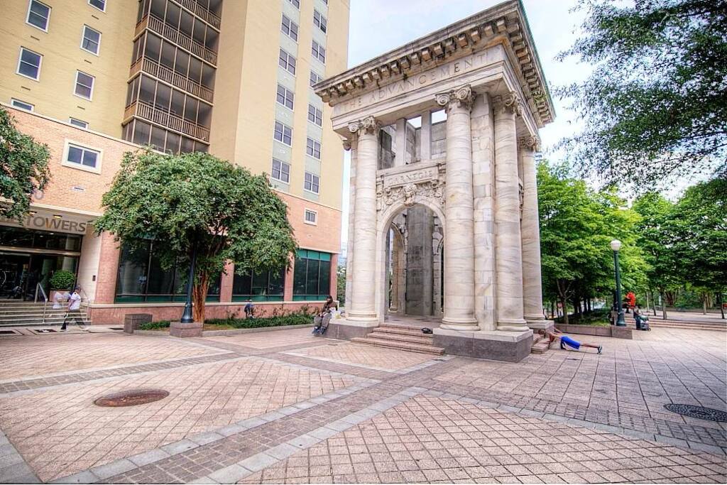 Outside the building
