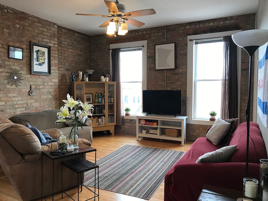 Living room - with a partial view of the city skyline