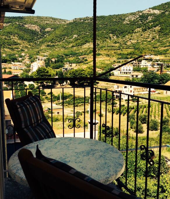 cozy balcony with a zen mountain view