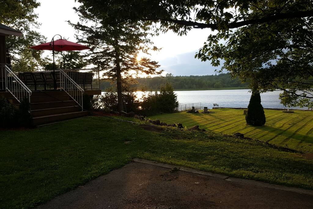 view from the driveway at sunset