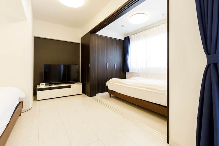 Keep the bedroom door open to spend time with the group over some Netflix programs on the TV, or draw it to enjoy a personal and private space.