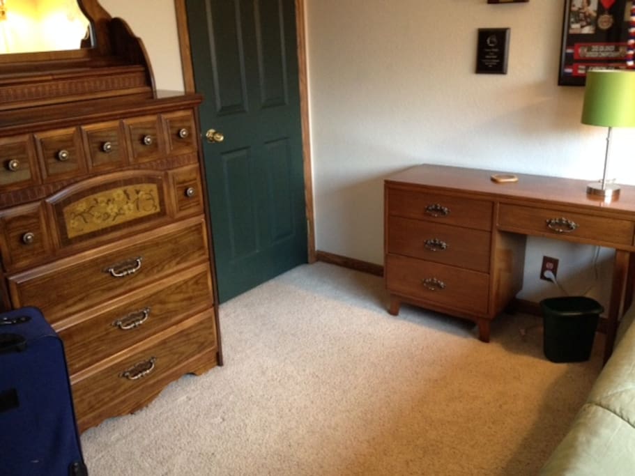 Storage for your clothes. Lock on door.
