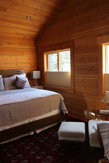 The master bedroom with a king size bed.