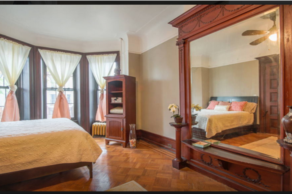 MBR ||: Floor - Ceiling Mantled Mirror; Triple Bay Windows