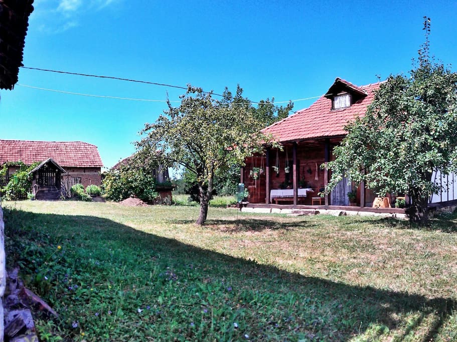 Backyard overlooking toward the well and the barn