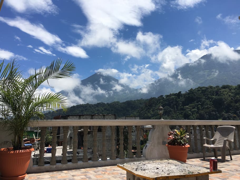 incredible views of Tolimán volcano from the rooftop terrace