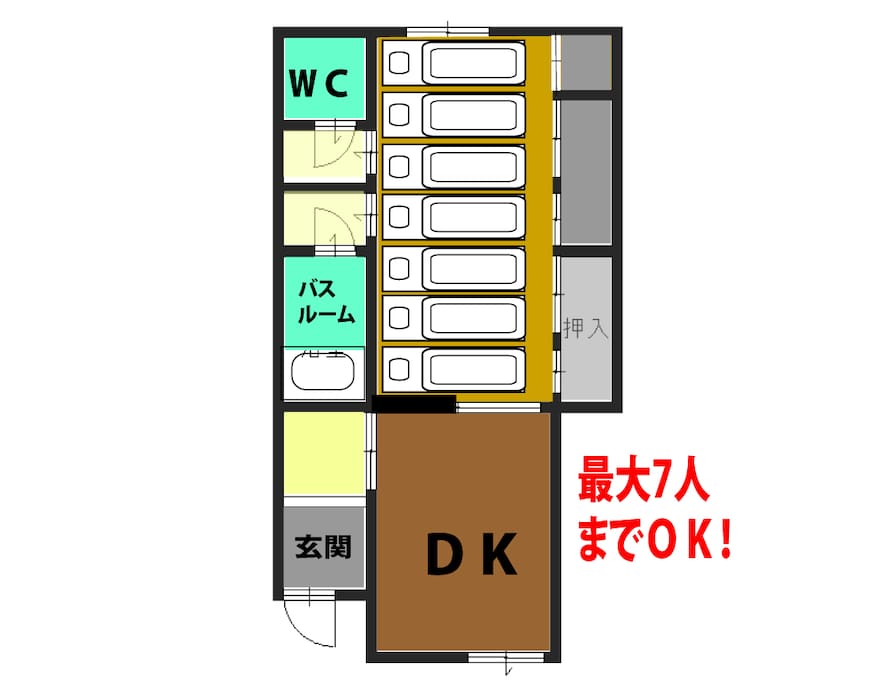 最大7人までOK