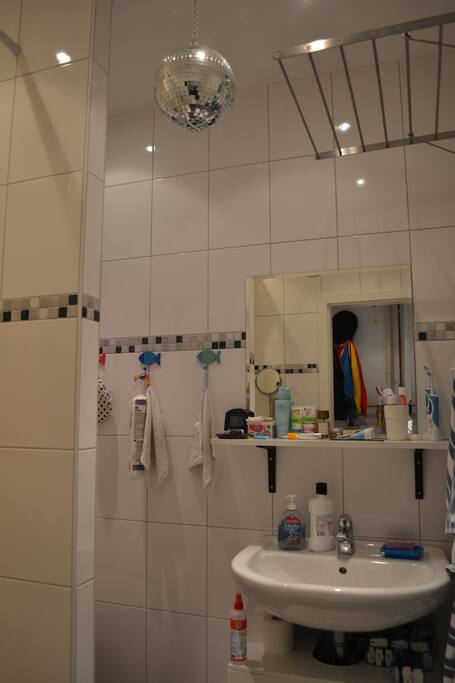 bathroom with disco ball