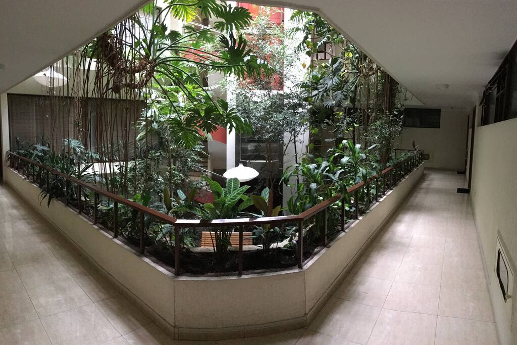 En un Edicio tradicional muy bien conservado lleno de iluminación y una jardinería muy especial en el interior que deja respirar un aire muy puro en todos los apartamentos