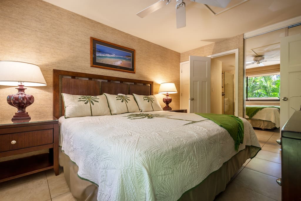 Master bedroom with a luxury king bed and A/C.