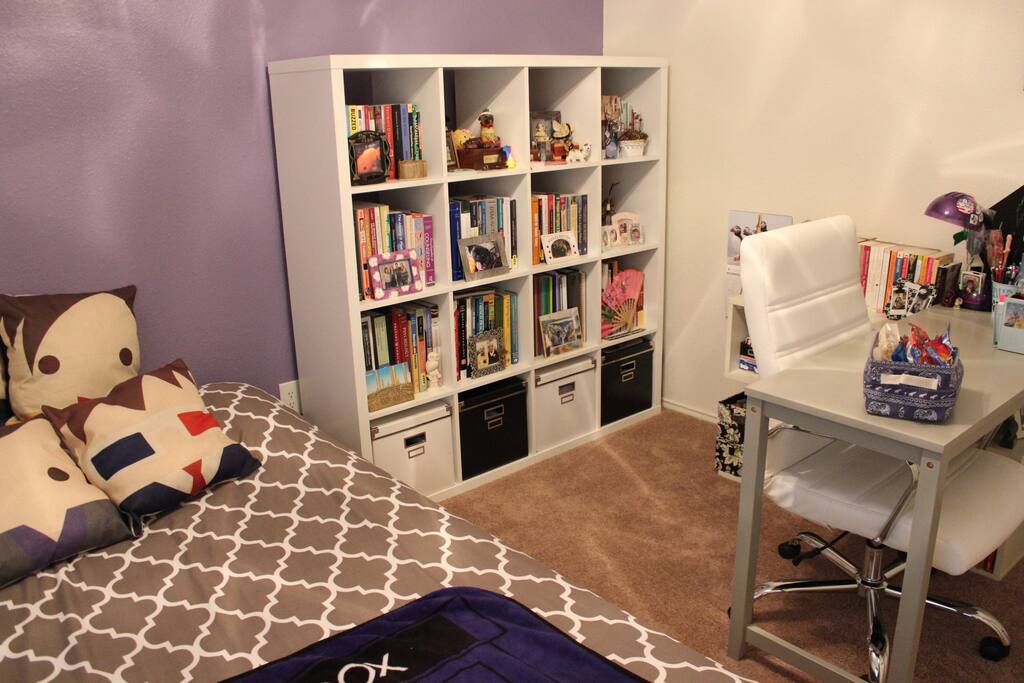 This is where you get to stay. A view of the guest room/office aka your room while you visit. This is while standing in front of the closet. The door is to the right!