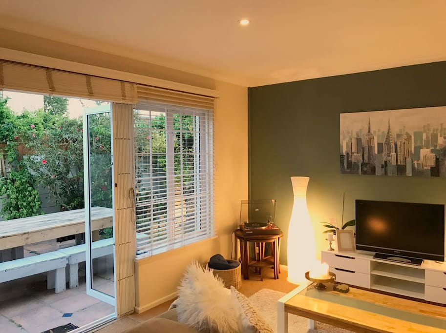 View to the garden from the lounge area - this is the sunniest room in the house