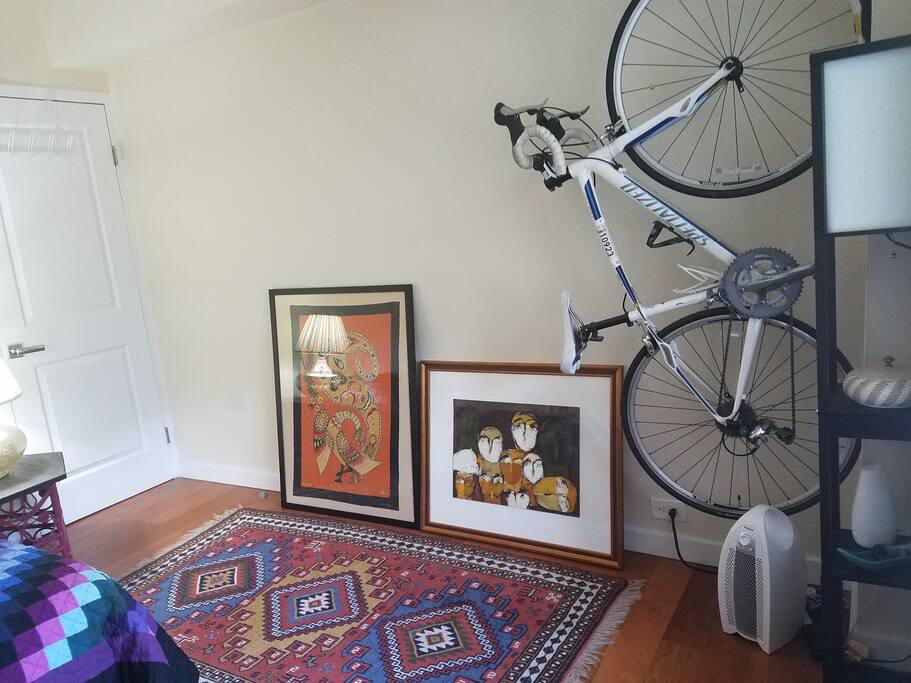 Another view. Hooks on the back of door. You can use the bike if you want.