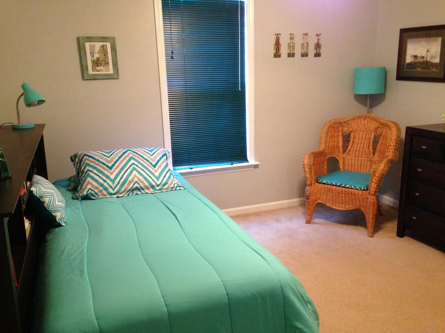The newly renovated room is bright, clean, and cozy.