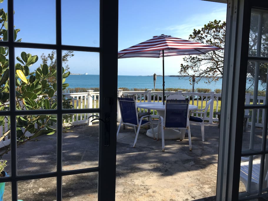 Patio overlooking the Great Sound