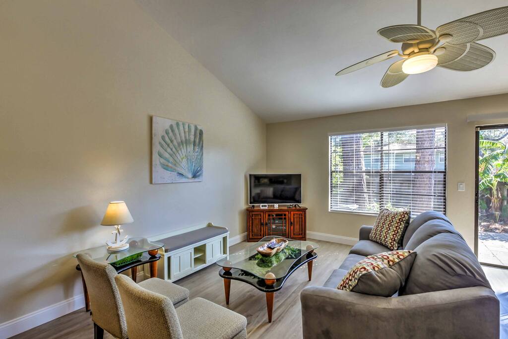 The living area is filled with warm natural light.