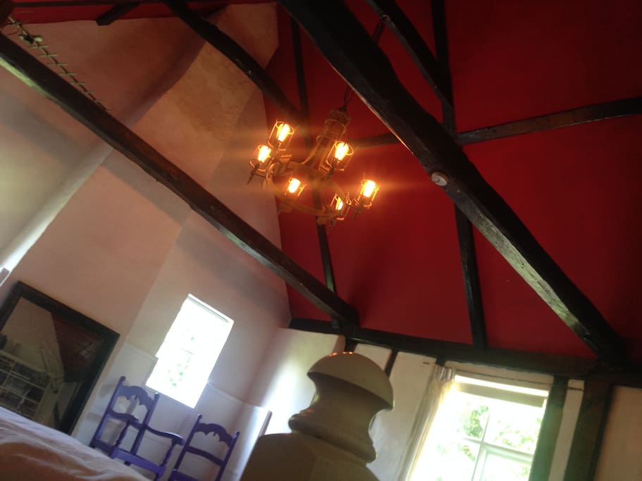 Vaulted ceiling in bedroom
