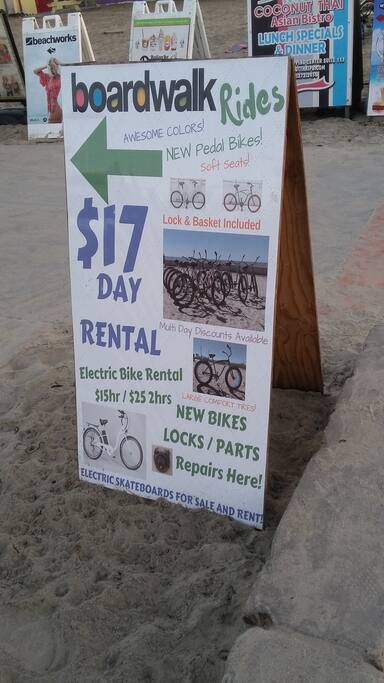 Rent a beach cruiser at any nearby location.