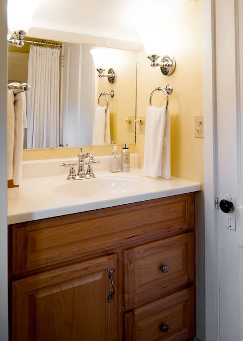 Tidy bathroom with shower