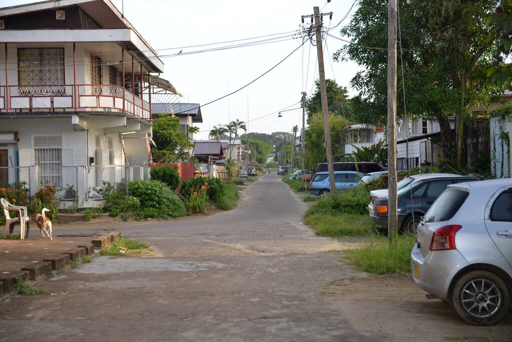 This picture is taken right infront of the house. (You can see the street where in the apartment is located.)