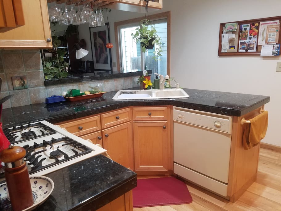 Gas stove in kitchen
