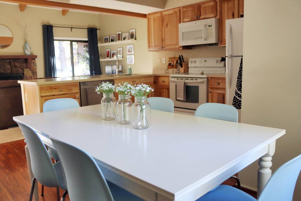 gather around the table for a home cooked meal or take out from one of the many local restaurants