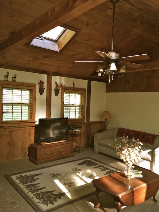 Great room with couch and a full futon. Sleeps 2