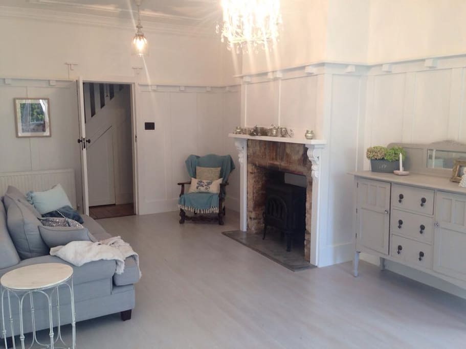 The lounge room with a beautiful fire is just lovely and cozy. It was recently renovated so has new floors with underfloor heating