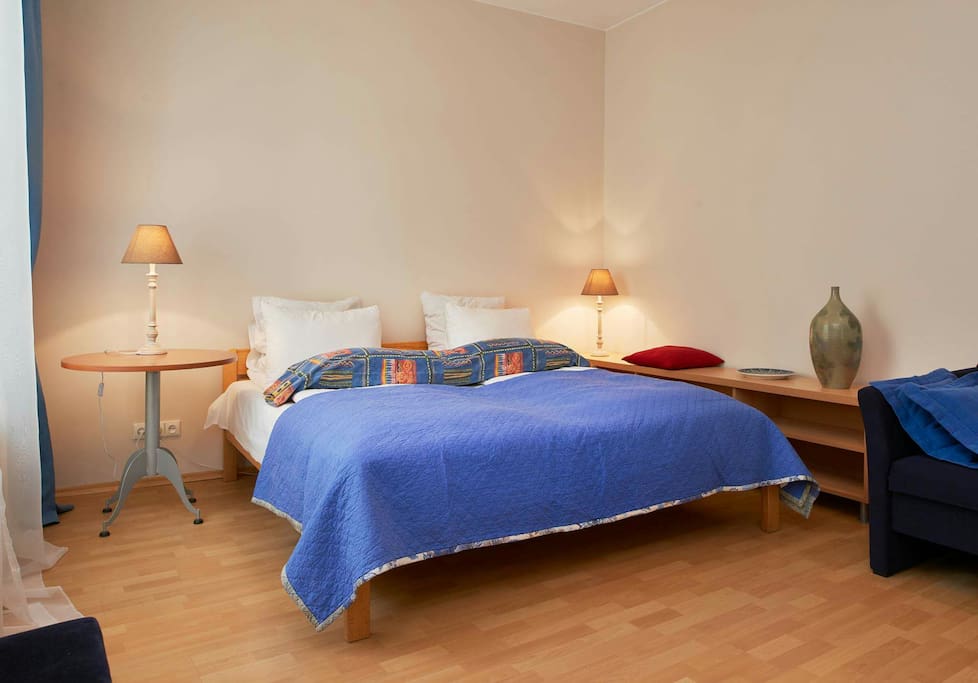 Bedroom which has double bed 180×200 plus single bed