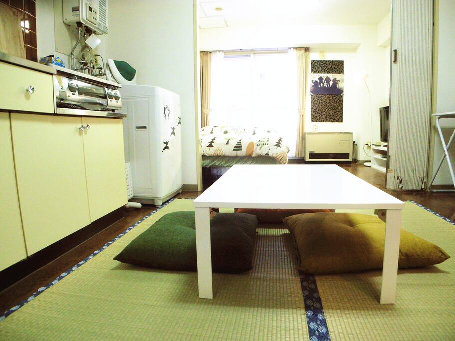kitchen and living room