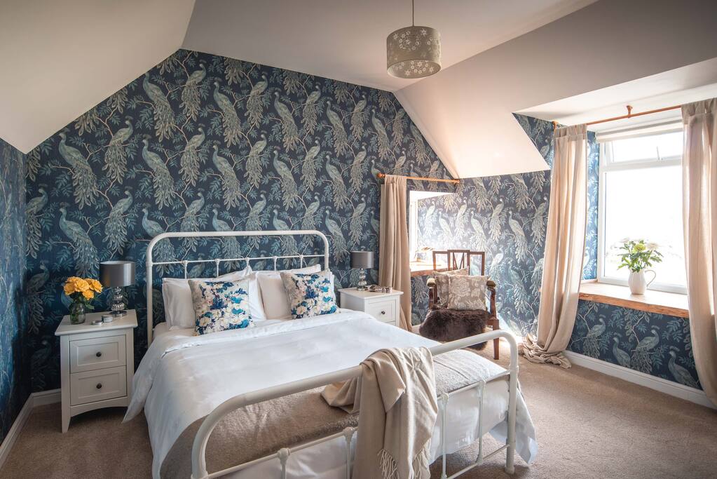 King size bed,the room has lovely views over the neighbouring croft.