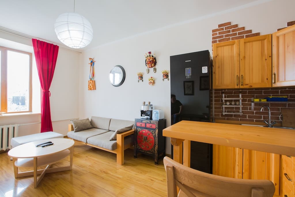 The apartment features 2 large bedrooms with an open plan kitchen in the sizable living room.