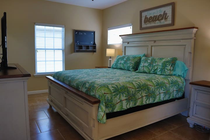 Upper level master bedroom with California King Bed