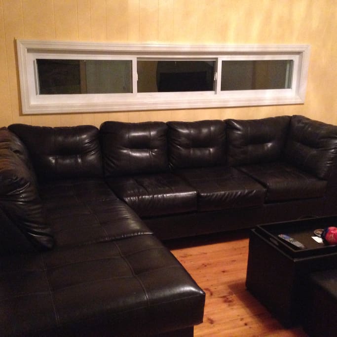 Very comfortable sectional. Watch the skyline from the window at nice. Very cool way of watching TV.