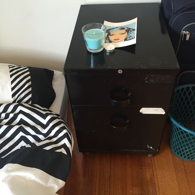 I have loads of candles for you to use! Along with this bedside table here is also a big dresser