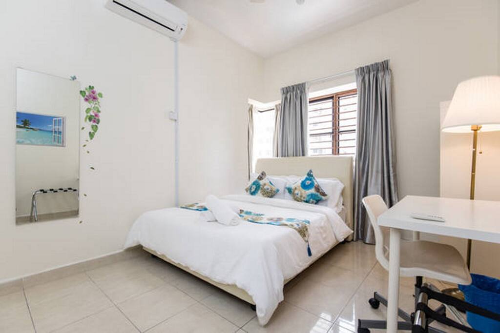 Room with comfy bed