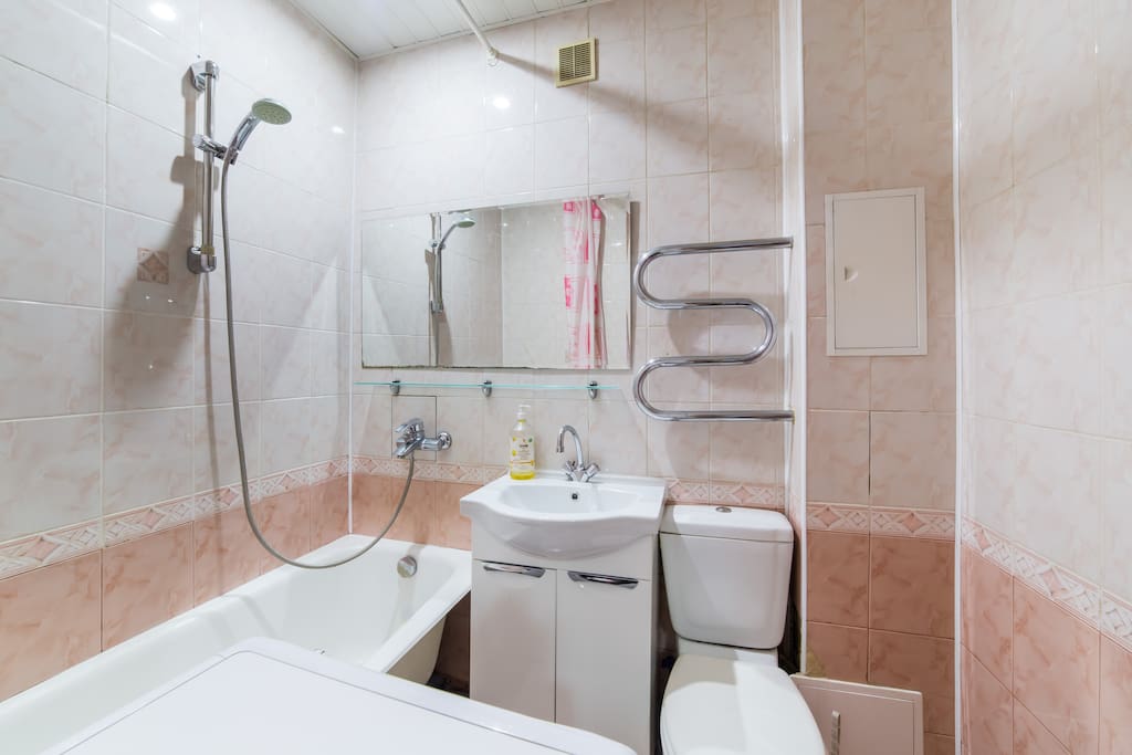 Bathroom with new washing machine